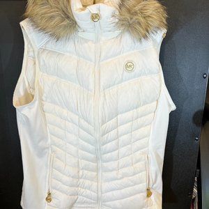 Michael Kors white hooded vest